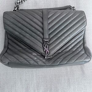 Yves Saint Laurent Dark Gray Quilted Shoulder Bag
